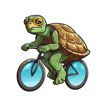 Еurtle on a bicycle. Cartoon vector illustration