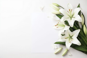 Elegant White Lily Bouquet with Greeting Card




