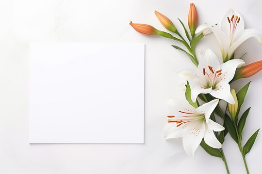Elegant White Lily Bouquet with Greeting Card





