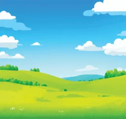Gardinen Lush green hills and mountains over a green landscape with a beautiful river. © Jacky