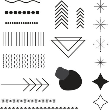 Decorative hand drawn boho elements collection. Editable vector illustration for website, sticker, tattoo,icon