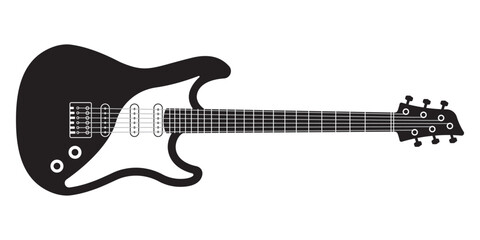 Electric guitar icon. Black silhouette. Musical instrument. Rock music, jazz symbol. Vector illustration. - obrazy, fototapety, plakaty