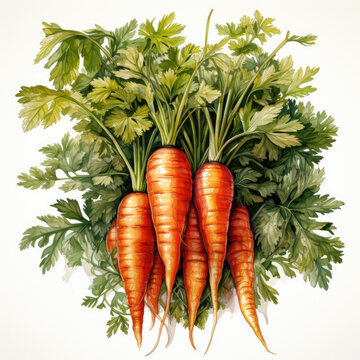 watercolor Carrot clipart, Generative Ai