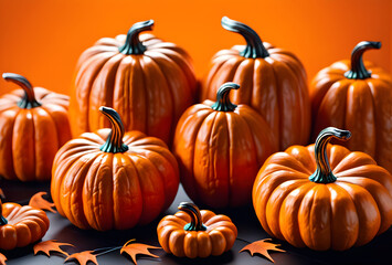 Orange pumpkins are used for Halloween decorations.
