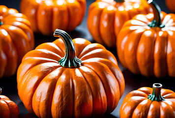 Orange pumpkins are used for Halloween decorations.