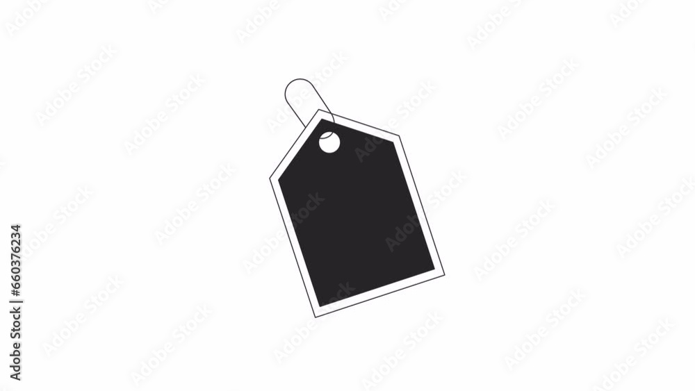 Poster empty price tag bw outline 2d object animation. blank label for black friday sales monochrome linear