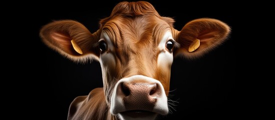 Straight on view of a cow s face With copyspace for text