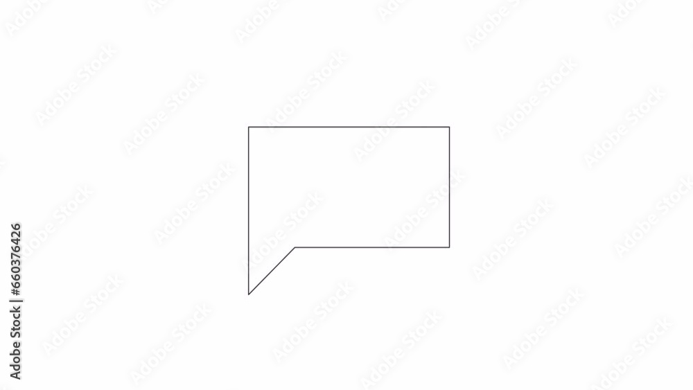 Poster rectangular chatting box empty bw outline 2d object animation. blank notification monochrome linear 
