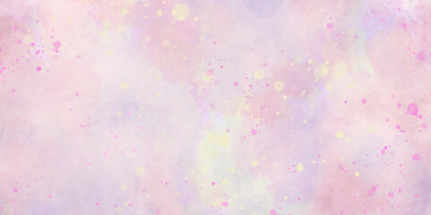 Fototapeta premium Pink background with watercolor cloud and sky. pink sky and natural white cloud. pink cloud sky on art graphics, pink background.