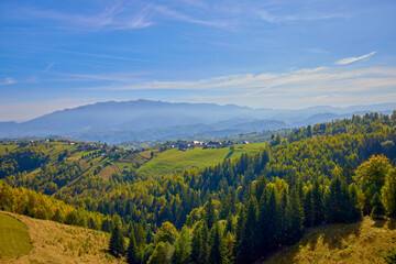 Fototapeta premium Mountain landscape from the rural areas of the Carpathian mountains in Romania.