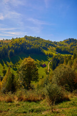 Mountain landscape from the rural areas of the Carpathian mountains in Romania.