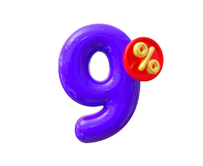 Promotion 9 Percent Purple Balloon Number 
