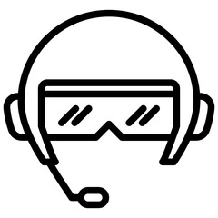 Pilot Helmet Outline Icon