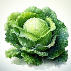 Fototapeta premium watercolor Lettuce Teaclipart, Generative Ai