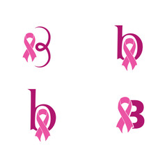 B Breast logo. Breast Cancer Information logo design illustration. Logo design breast care, cancer, healthcare, ribbon,