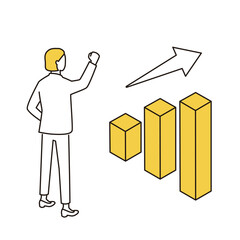 業績の向上に喜ぶビジネスウーマン