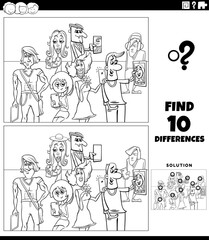 differences game with people with smart devices coloring page