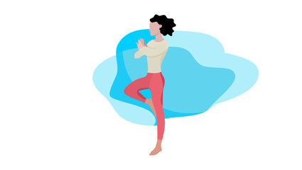 Flat woman vector character illustration in yoga meditation pose