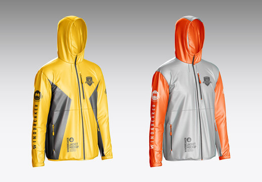 Hooded Windbreaker Jacket Mockup