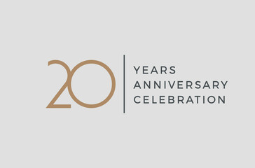 Twenty years celebration event. 20 years anniversary sign. Vector design template. - obrazy, fototapety, plakaty
