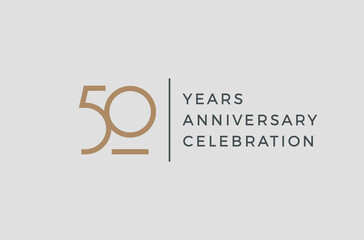 Fifty years celebration event. 50 years anniversary sign. Vector design template.
