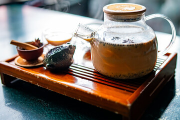 tea pot and Cup of masala tea