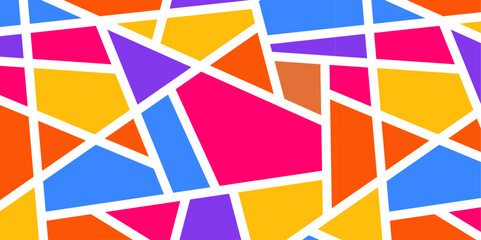 Hello summer festival bright colorful mirror glass geometric abstract background.