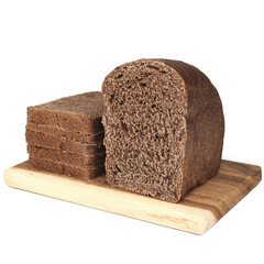 isolated chocolate milk bread loaf on wooden board