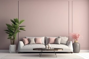 Colorful pink themed walls simulate the interior. wall art. 3d rendering, 3d illustration