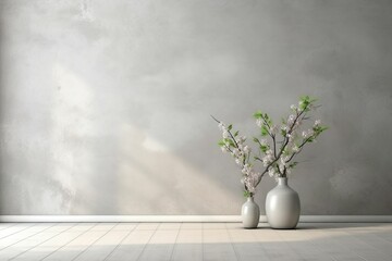 Colorful gray themed walls simulate the interior. wall art. 3d rendering, 3d illustration