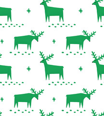 Cute green reindeer seamless pattern for winter holiday wrapping paper, fabric, print or greeting card. Funny Christmas woodland deer animal background
- 660387482