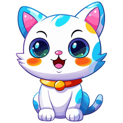 Naklejka premium Cheerful Feline Grin: Cute Smiling Cat Art