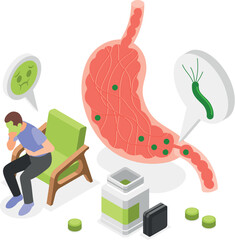 Helicobacter Isometric Vector Illustration