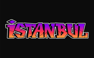Istanbul - single word, letters graffiti style. Vector hand drawn logo. Funny cool trippy word Istanbul, fashion, graffiti style print t-shirt, poster concept