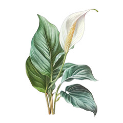 Peace Lily in Full Bloom: Watercolor Magic