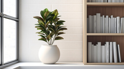 Modern interior design small plant. 3D rendering