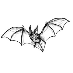 Hand drawn flying bat illustration, transparent PNG, fine art drawing