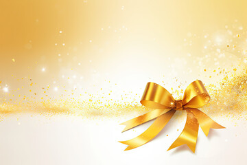 christmas background with golden ribbon