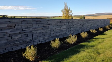 Fence stone panels. Artificial concrete panels imitating natural stone.