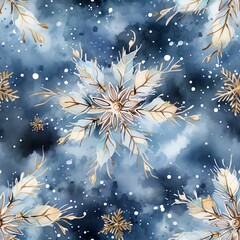 Fototapeta na wymiar Christmas seamless pattern. Snowflakes and winter patterns on blue frosty background.