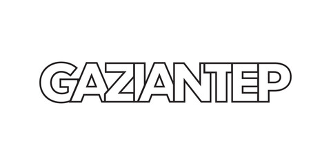 Gaziantep in the Turkey emblem. The design features a geometric style, vector illustration with bold typography in a modern font. The graphic slogan lettering.