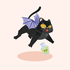 Cute Spooky Cat Halloween Illustration