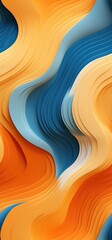 Abstract waves of orange, yellow, and blue waves bold graphic illustration - Generative AI.