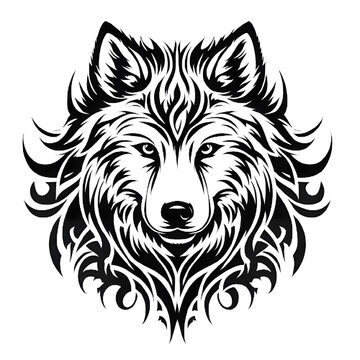 Wolf Tattoo, Black and white wolf tattoo illustration, Transparent PNG