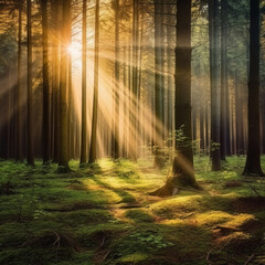 Sun-Kissed Forest: Nature's Radiant Embrace