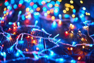 Colorful christmas lights background
