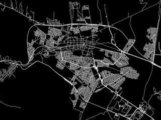 Vector road map of the city of  Garcia in Mexico with white roads on a black background.