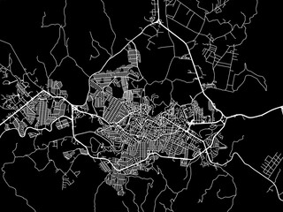 Vector road map of the city of  Parral in Mexico with white roads on a black background.