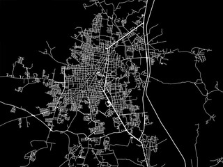 Vector road map of the city of  Uriangato in Mexico with white roads on a black background.