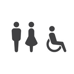 Toilet icon, outline vector sign. WC symbol. - 660399215